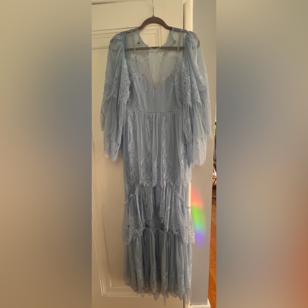 Alice McCall Sky Blue Satin & Lace Dress